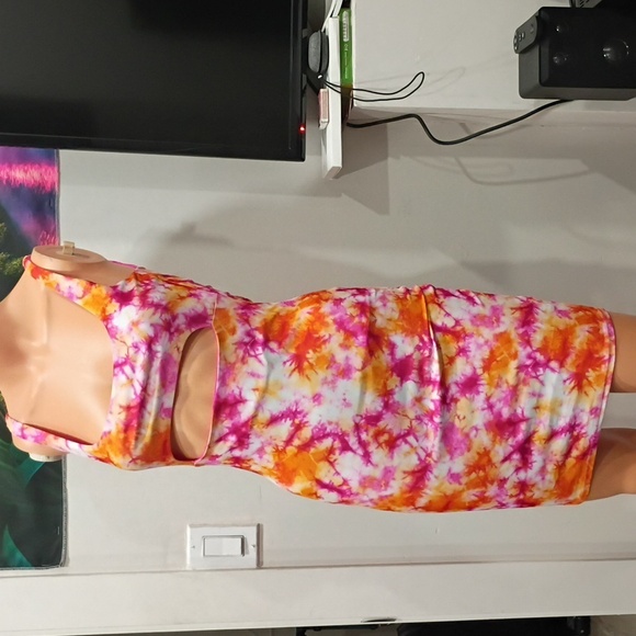 Fashion Nova Pink and Orange Tie-Dye Mini Dress - Picture 1 of 4